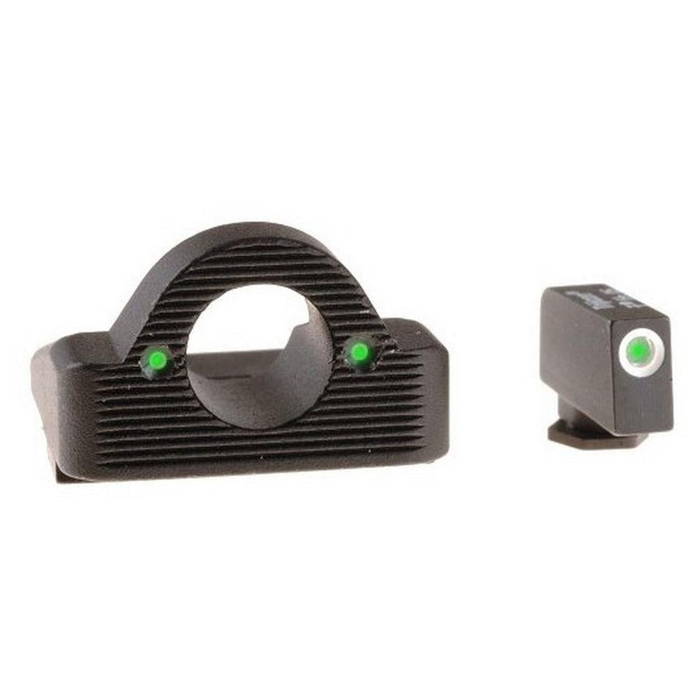 Glock Pistol Sight Set - 17 - 19 - 22 - 23 - 24 - 26 - 27 - 33 - 34 - 35 - 37 - 38 - 39 - Ghost Ring - Green Tritium Illumination