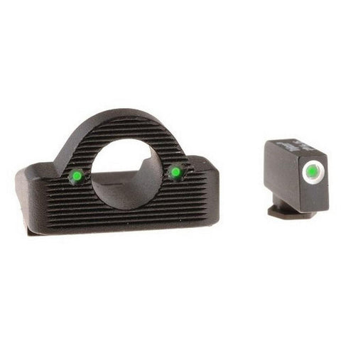 Glock Pistol Sight Set - 17 - 19 - 22 - 23 - 24 - 26 - 27 - 33 - 34 - 35 - 37 - 38 - 39 - Ghost Ring - Green Tritium Illumination