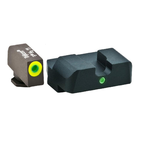 Glock Pistol Sight Set - 17 - 19 - 22 - 23 - 24 - 26 - 27 - 33 - 34 - 35 - 37 - 38 - 39 - I-dot - Green Tritium Illumination