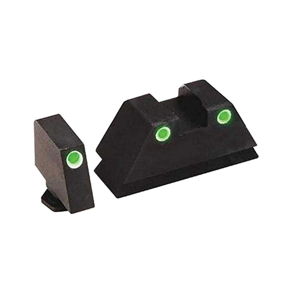 Glock Pistol Sight Set - All Models - Suppressor Height - Classic 3-dot - Green Tritium Illumination