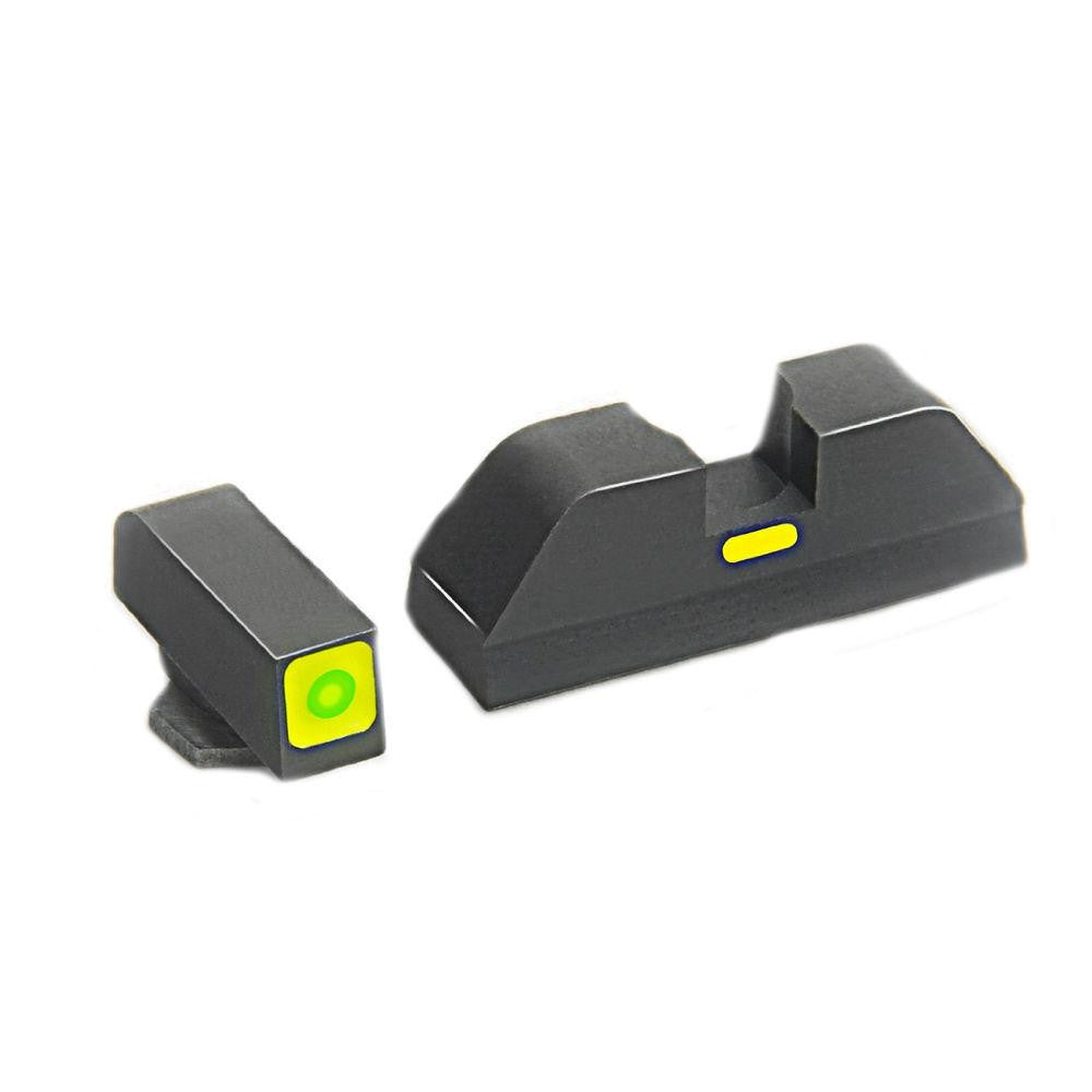 Glock Pistol Sight Set - 20 - 21 - 29 - 30 - 31 - 32 - 36 - 40 - 41 - Cap - Green Front Tritium Illumination