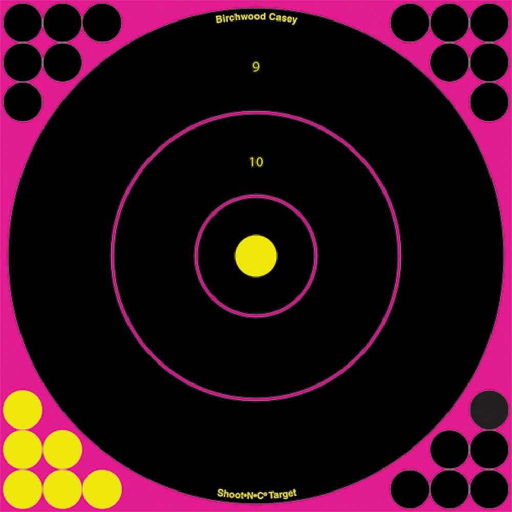 Shoot N C 12" Bull's-eye Pink Reactive Targets - 5 Targets, 120 Pasters