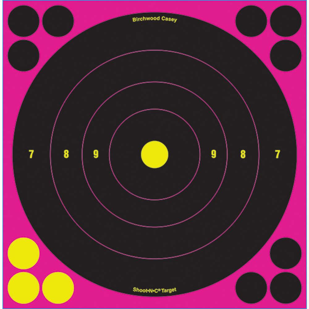 Shoot N C 8" Bull's-eye Pink Reactive Targets - 6 Targets