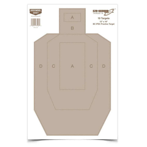 Eze-scorer 12" X 18" Bc Ipsc Practice Paper Target, 10 Targets