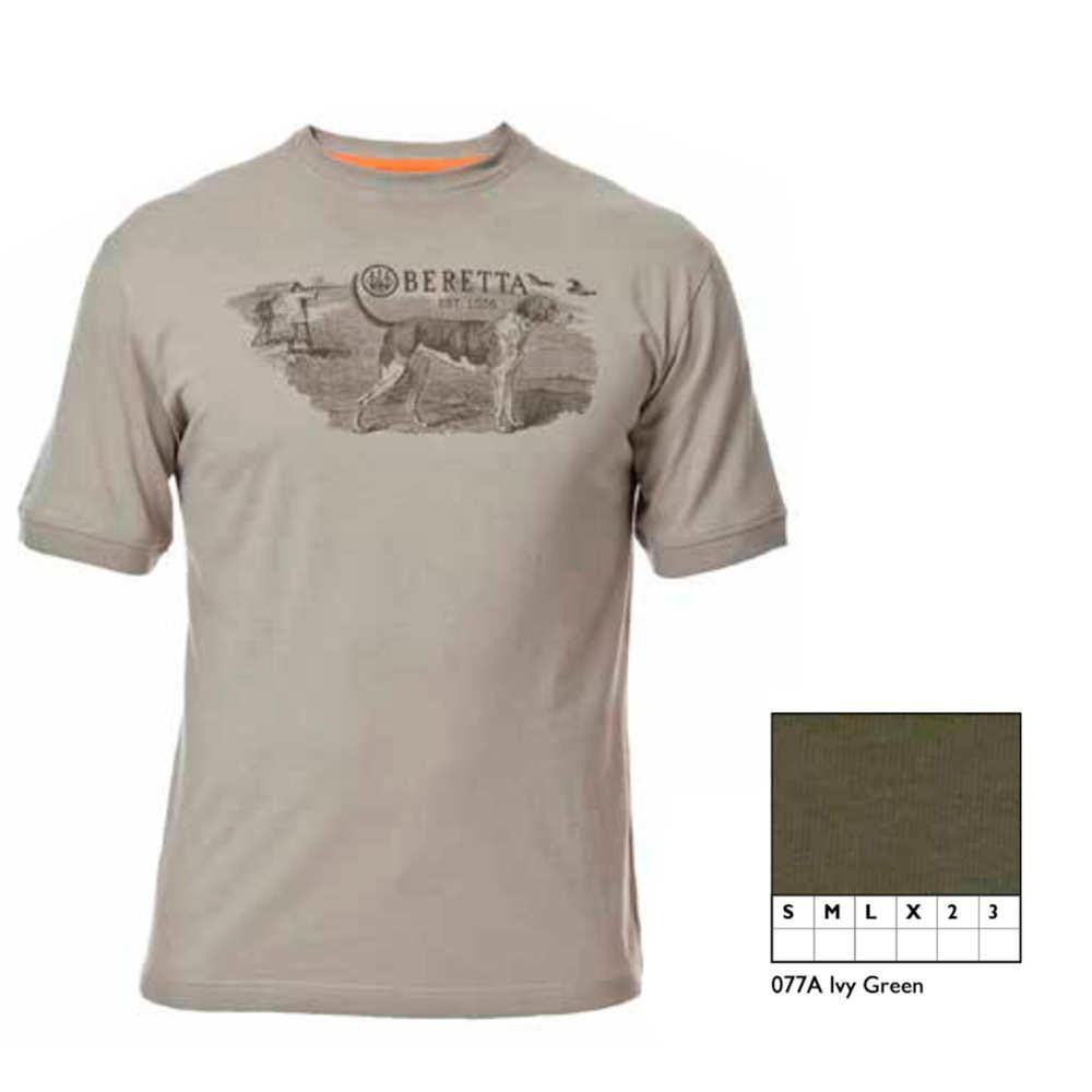 Hunting Dog Scene T-shirt - Ivy Green, X-large