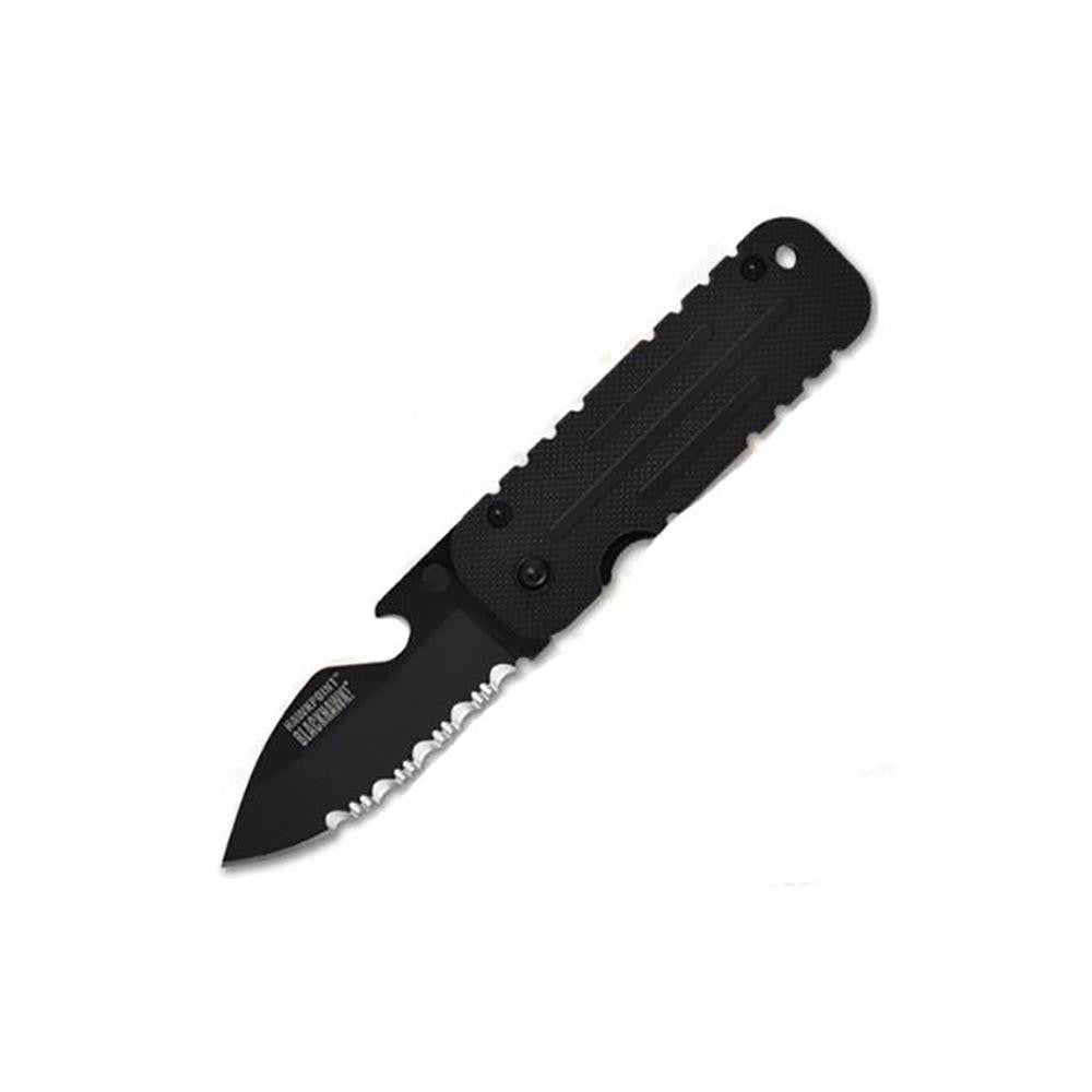 Hawkpoint Folding Knife, Serrated Edge, Black