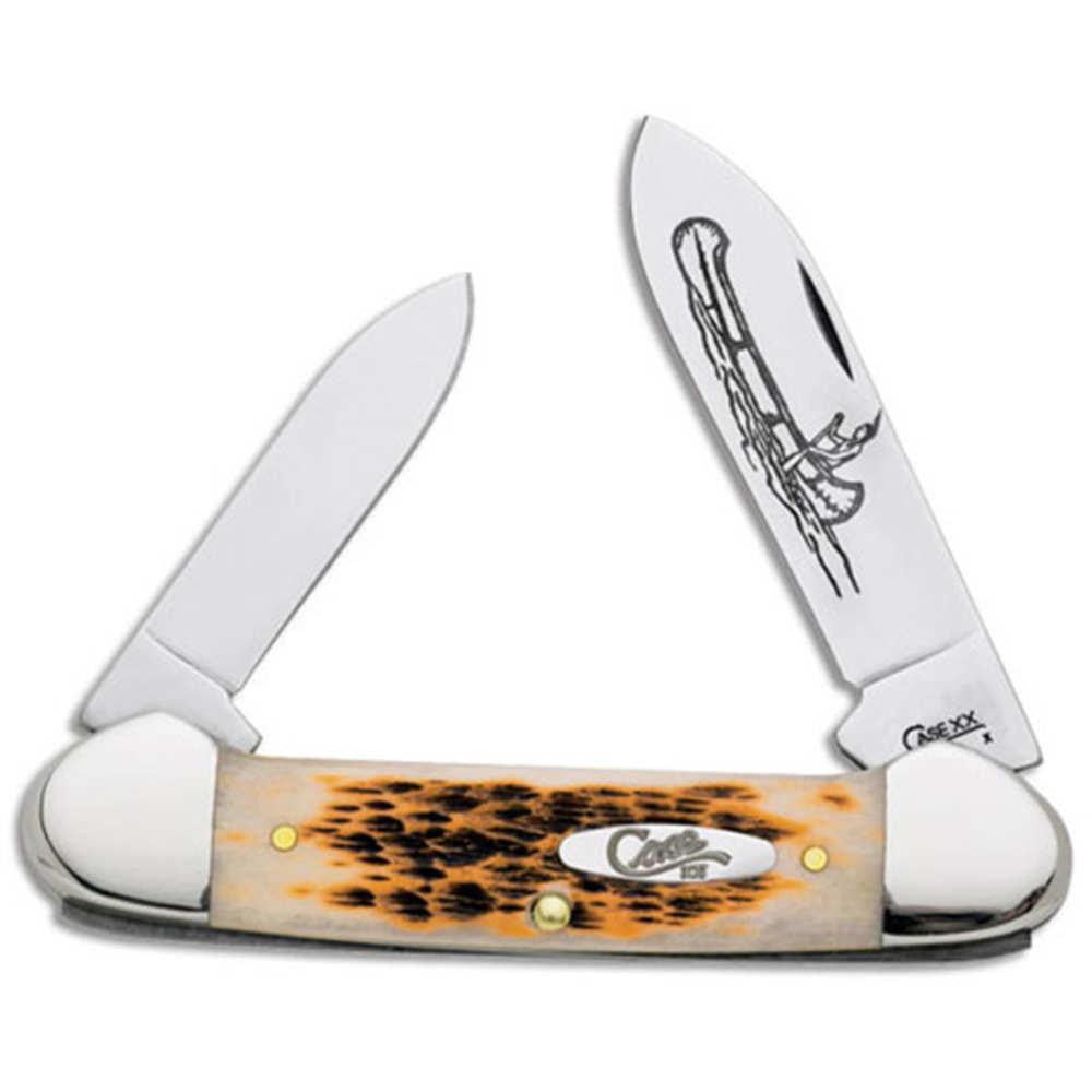 Canoe Amber Bone Folding Knife