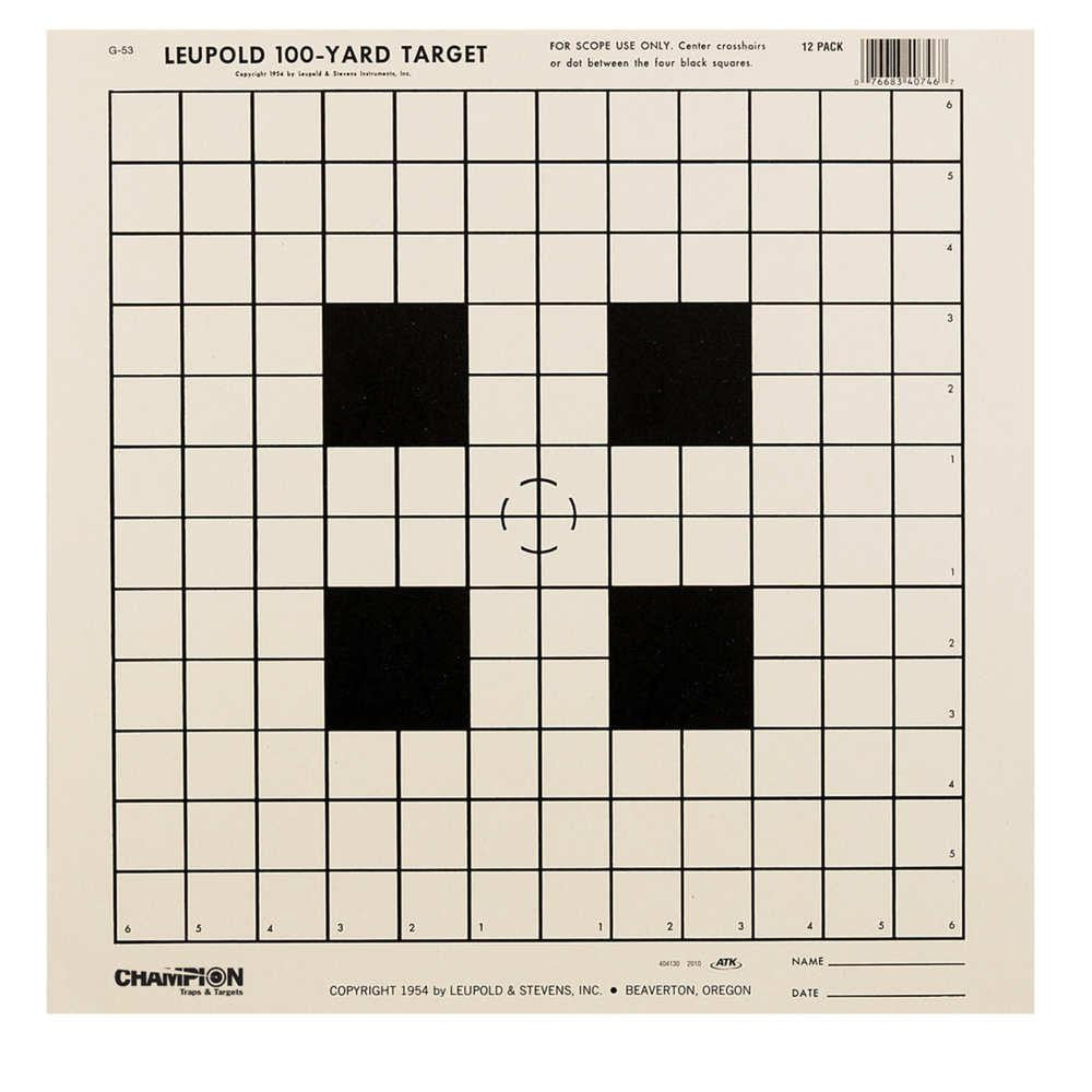 Nra Targets - Ga-53 100 Yd. Rifle Scope Sight-in-tagboard, 14" X 14", (12 Pack)