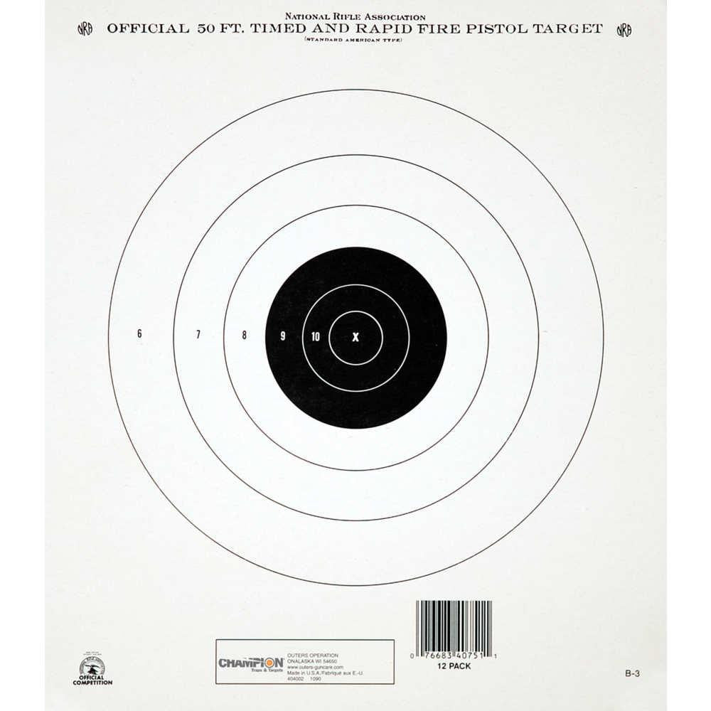 Nra Targets - Gb-3 50 Ft. Timed & Rapid Fire (train & Qualify), 10.5" X 12", (12 Pack)