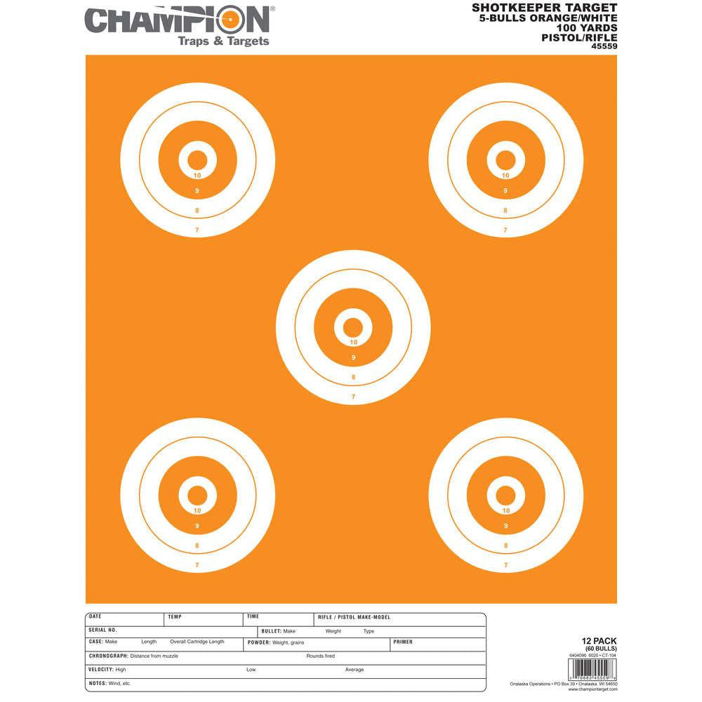 Shotkeeper Targets - White-orange 5-bull Large (12 Pack)