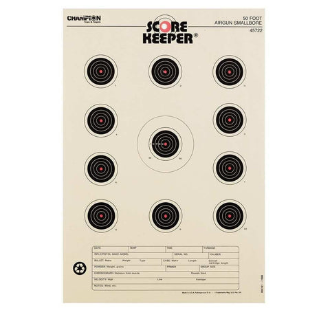 Scorekeeper Targets - Fluorescent Orange Bull - 50 Ft. Air Gun Small Bore (12 Pack)