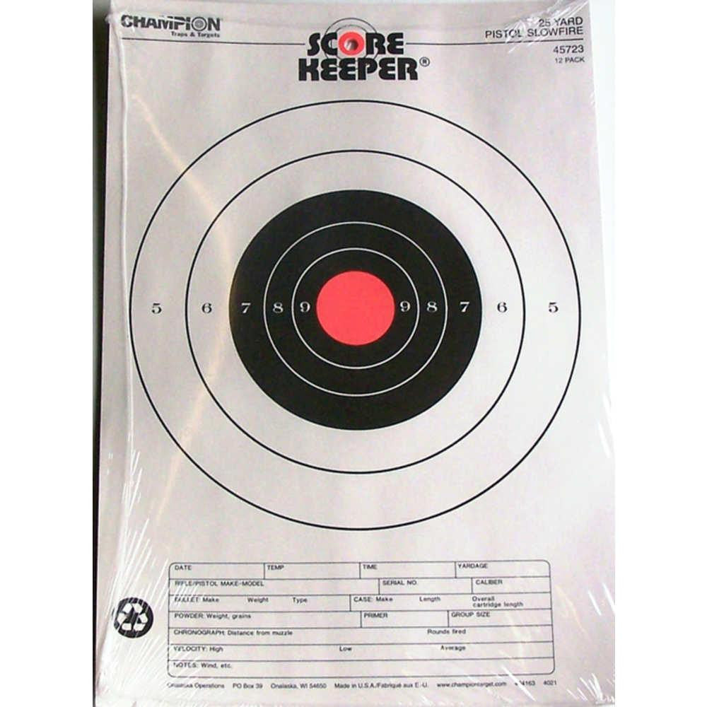 Scorekeeper Targets - Fluorescent Orange Bull - 25 Yd. Pistol Slowfire (12 Pack)