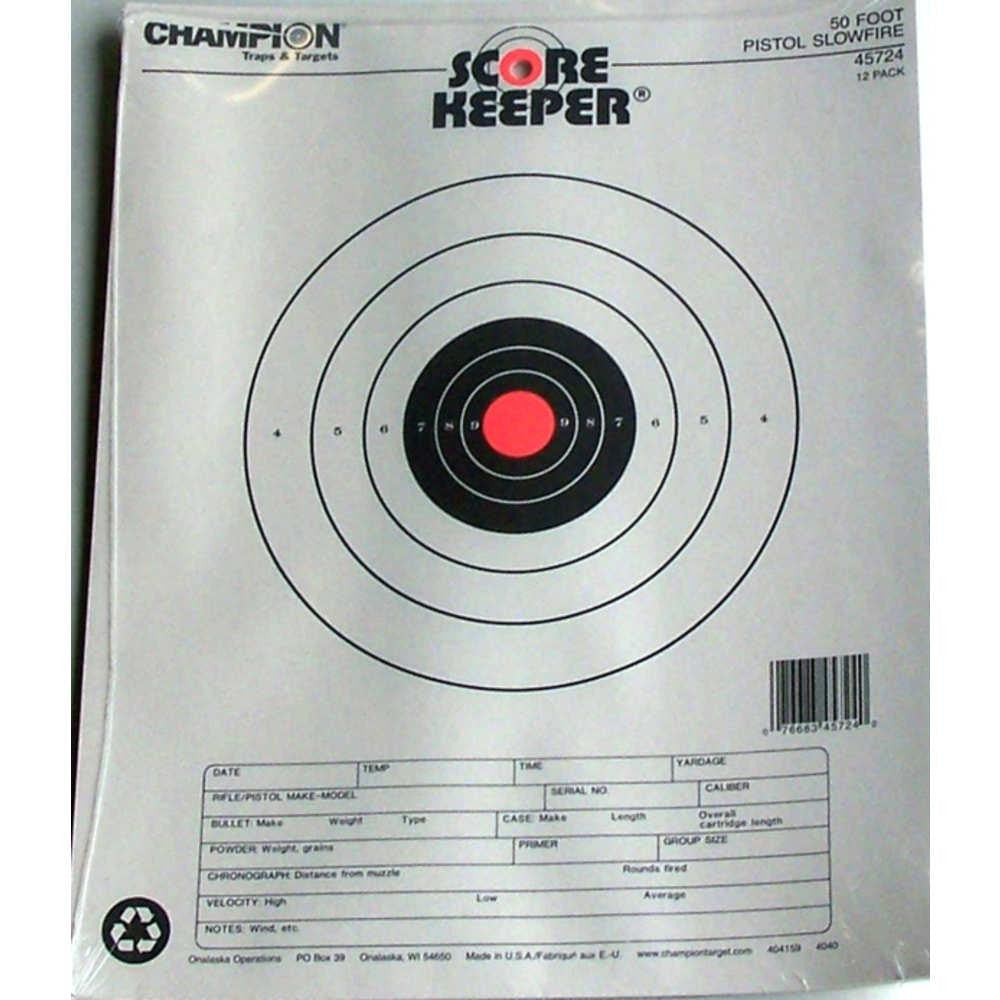 Scorekeeper Targets - Fluorescent Orange Bull - 50 Ft. Pistol Slowfire (12 Pack)