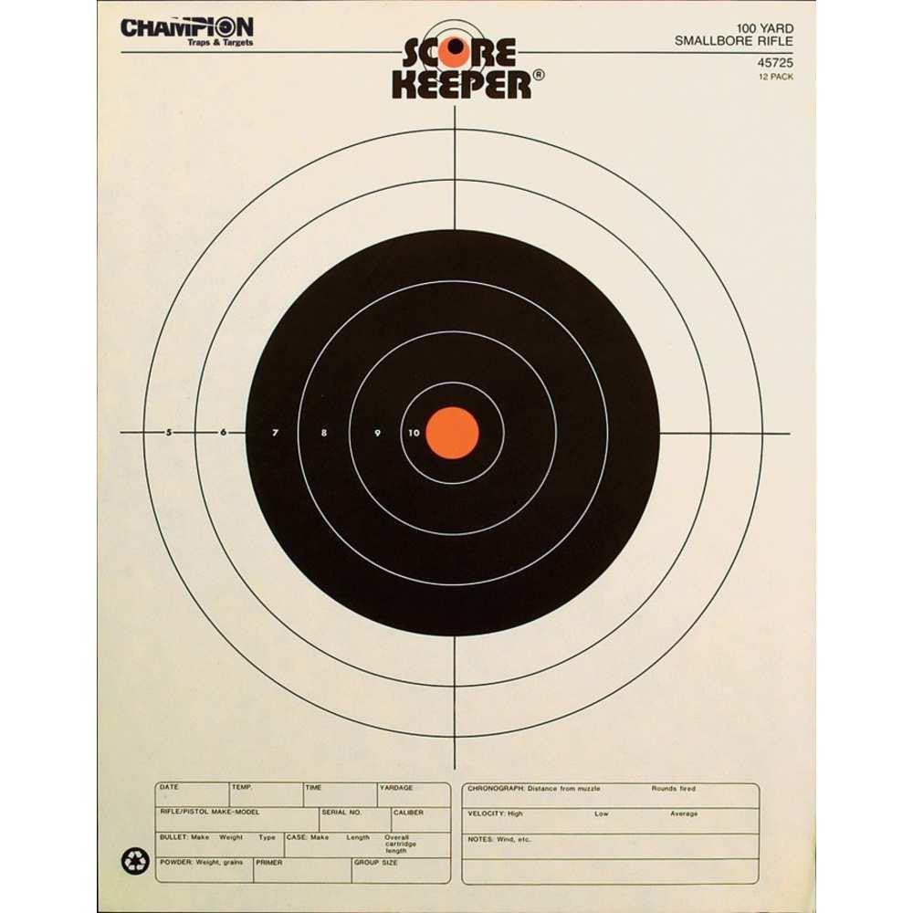 Scorekeeper Targets - Fluorescent Orange Bull - 100 Yd. Small Bore Rifle (12 Pack)