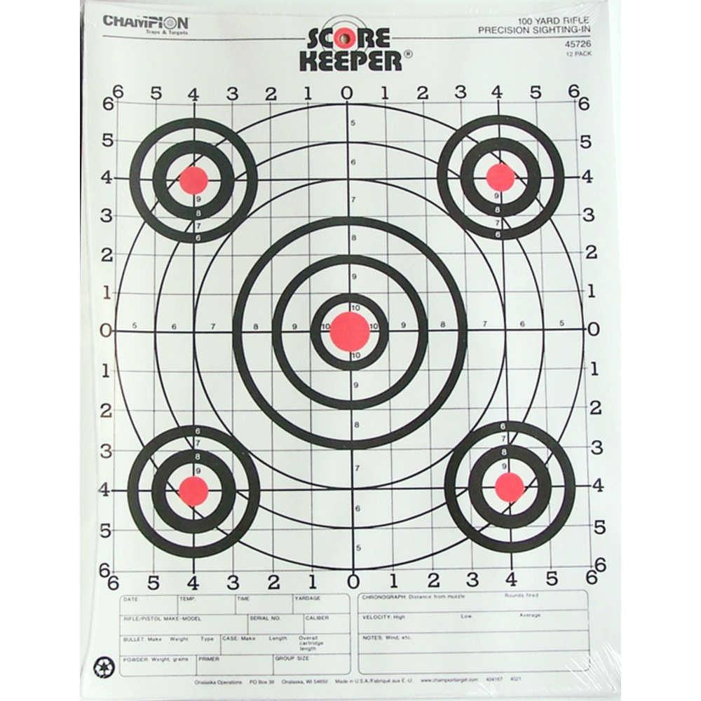 Scorekeeper Targets - Fluorescent Orange Bull - 100 Yd. Small Bore Rifle (12 Pack)