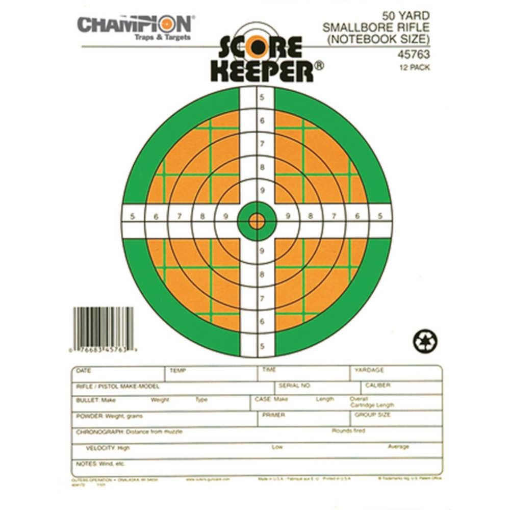 Scorekeeper Targets - Fluorescent Orange & Green Bull - 50 Yd. Small Bore Notebook (12 Pack)