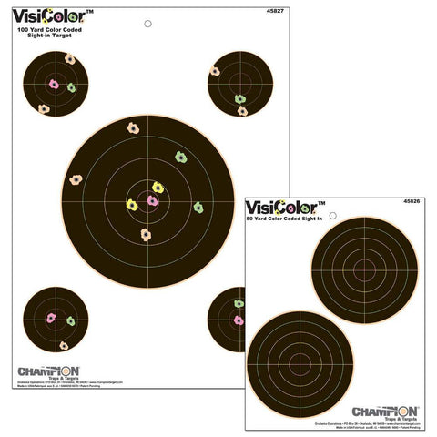 Visicolor High-visibility Paper Targets - Double 5" Bulls