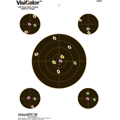 Visicolor High-visibility Paper Targets - Sight-in With Four Extra Bulls