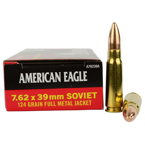 American Eagle Ammunition - 7.62x39mm Soviet Full Metal Jacket, 124 Grain