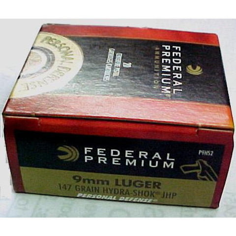 Premium Personal Defense Ammunition - 9mm Luger (9x19mm Parabellum) Hydra-shok Jhp, 147 Grain