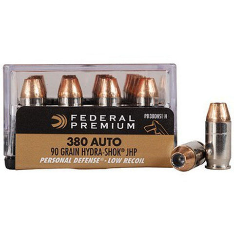 Premium&reg; Personal Defense&reg; (lr) Ammunition - .380 Auto (9x17mm Short) - Hydra-shok&reg; Jacketed Hollow Point - 90 Grain