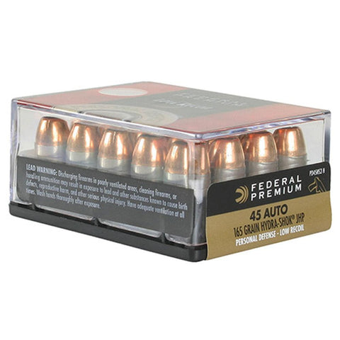 Premium&reg; Personal Defense&reg; (lr) Ammunition - .45 Auto - Hydra-shok&reg; Jacketed Hollow Point - 165 Grain