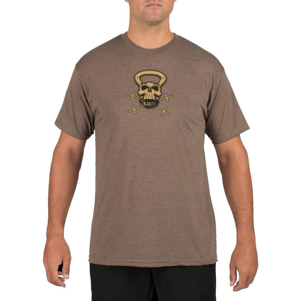 5.11 Recon Skull Kettle T-shirt - Brown Heather, Large