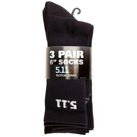 Socks 6in Blk 3pk