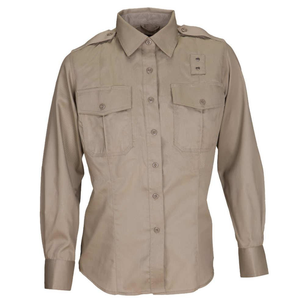 Wm Pdu Ls A-cl Twl Shirt Silver Tan Lt