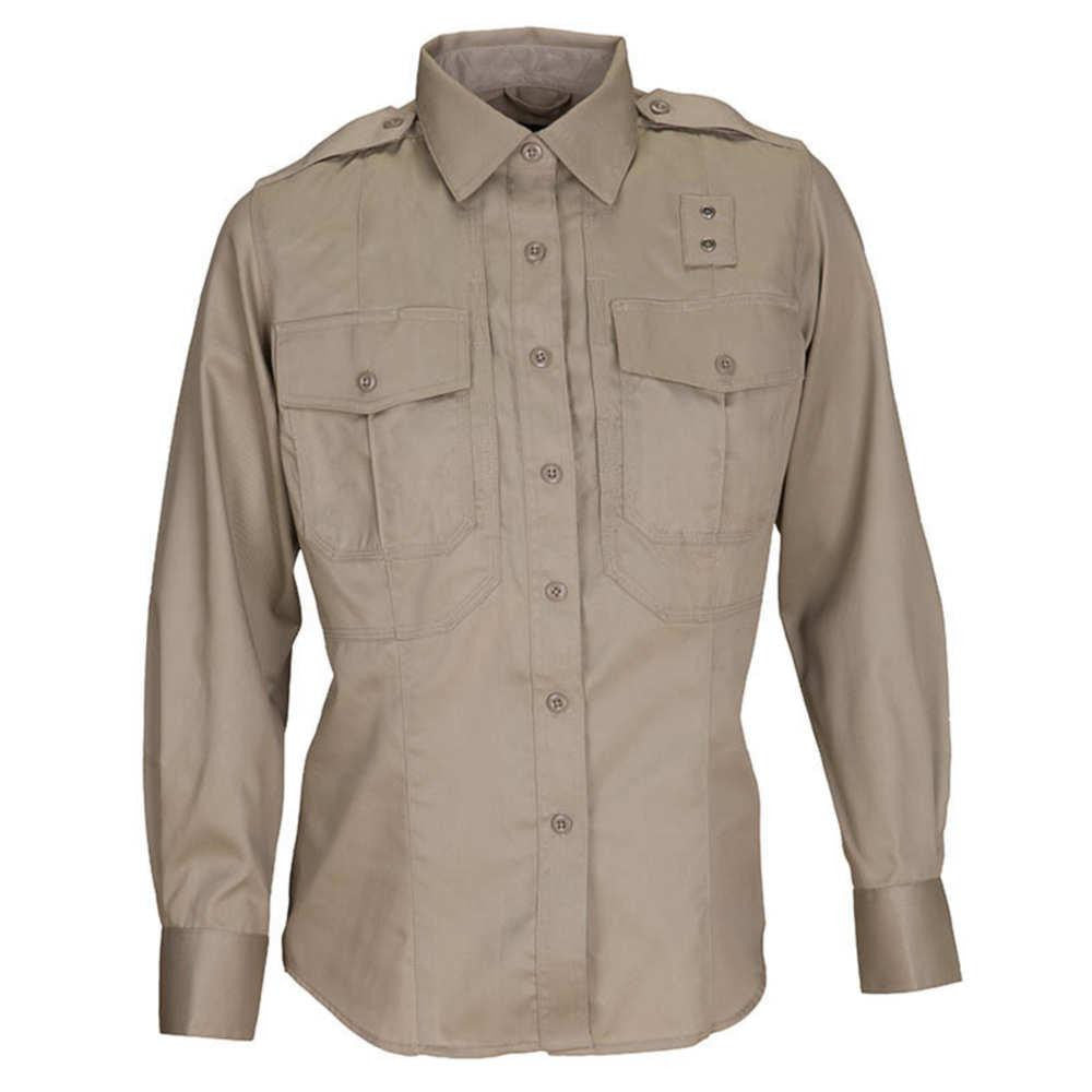 Wm Pdu Ls B-cl Twl Shirt Silver Tan Lt