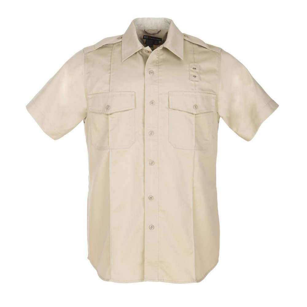 Pdu Ss A-cl Twill Shirt Tan Large Short