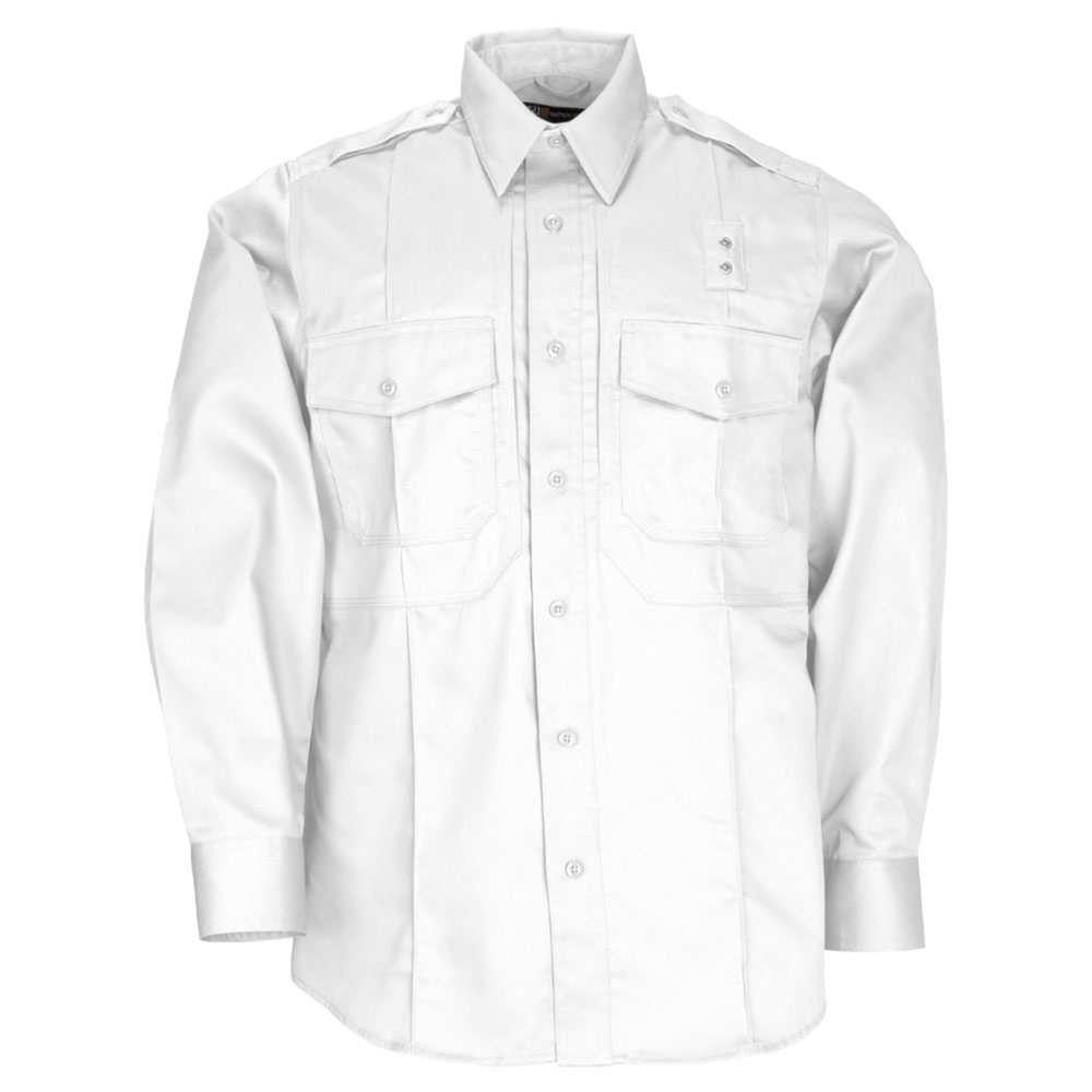 Twill Pdu&reg; Class-b Long Sleeve Shirt - White, Large Short