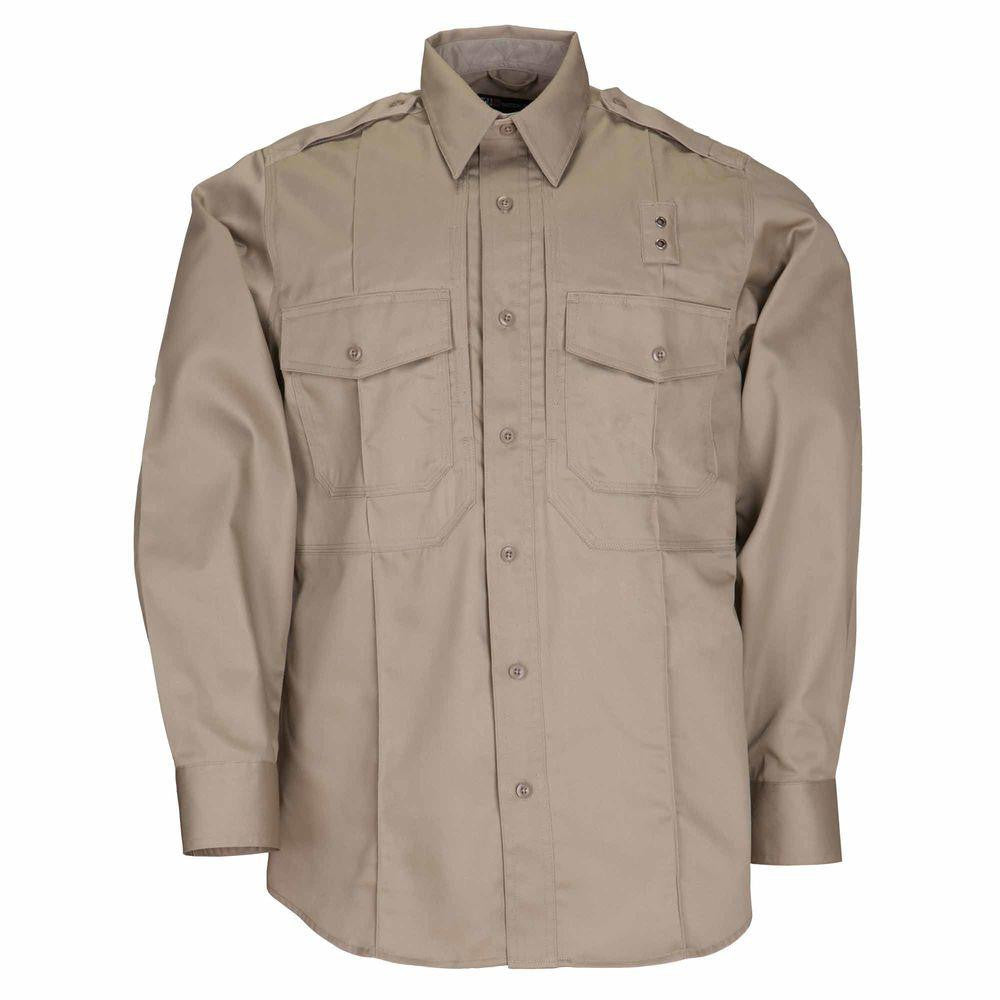 Twill Pdu&reg; Class-b Long Sleeve Shirt - Silver Tan, Large