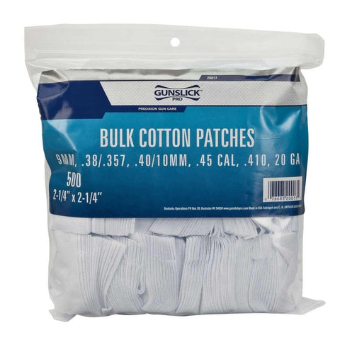 Cotton Patches Bagged - Bulk - .38-.45 Cal - 410-20 Ga (2-1-4 Inch Sq ) 500ea