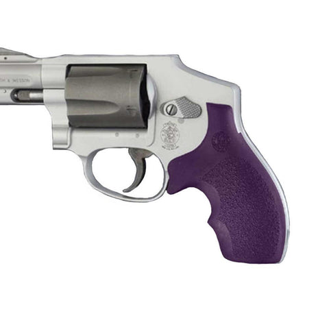 Soft Rubber Grip With Finger Grooves - S&w J Frame Round Butt Bantam - Purple