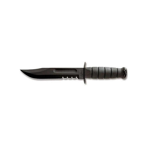 Full-size Black Ka-bar, Serrated Edge Fixed Knife - Black - Clip Point