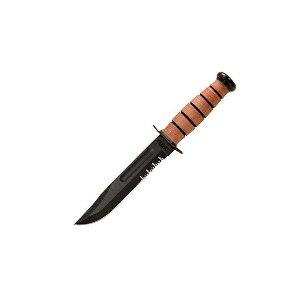 Full-size Usmc Ka-bar, Serrated Edge Fixed Knife - Clip Point