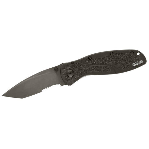 Blur Tanto Serrated Folding Knife, Black