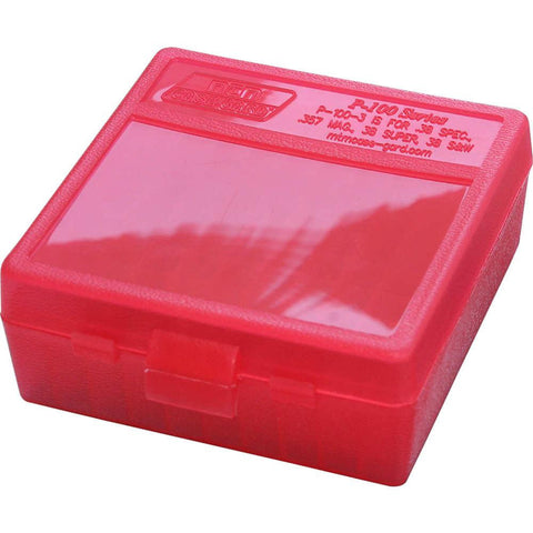 P-100 Series Medium Handgun Ammo Box - 100 Round - Clear Red