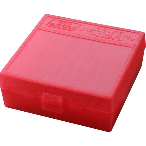 P-100 Series X-large Handgun Ammo Box - 100 Round - Clear Red