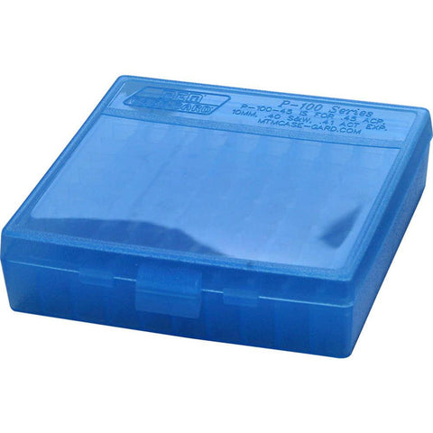 P-100 Series Large Handgun Ammo Box - 100 Round - Clear Blue