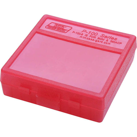 P-100 Series Small Handgun Ammo Box - 100 Round - Clear Red