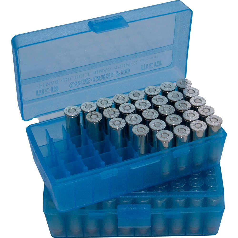 P-50 Series Medium Handgun Ammo Box - 50 Round - Clear Blue