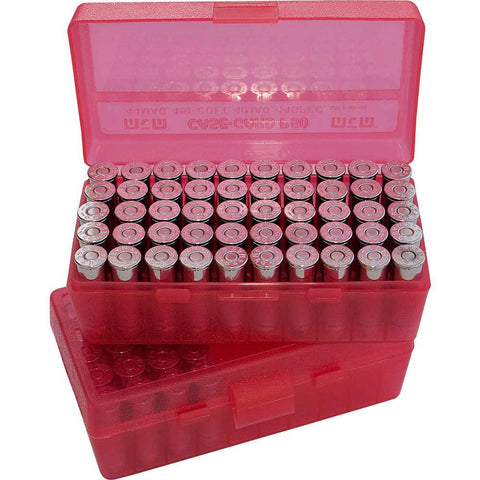 P-50 Series Medium Handgun Ammo Box - 50 Round - Clear Red