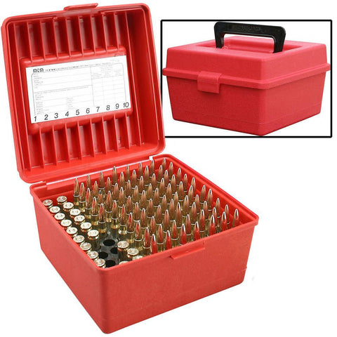 Deluxe R-100 Series Small Rifle Ammo Box - 100 Round - Red