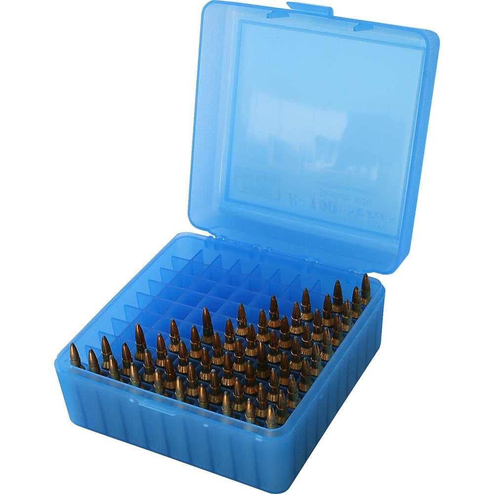 Rm-100 Series Medium Rifle Ammo Box - 100 Round - Clear Blue