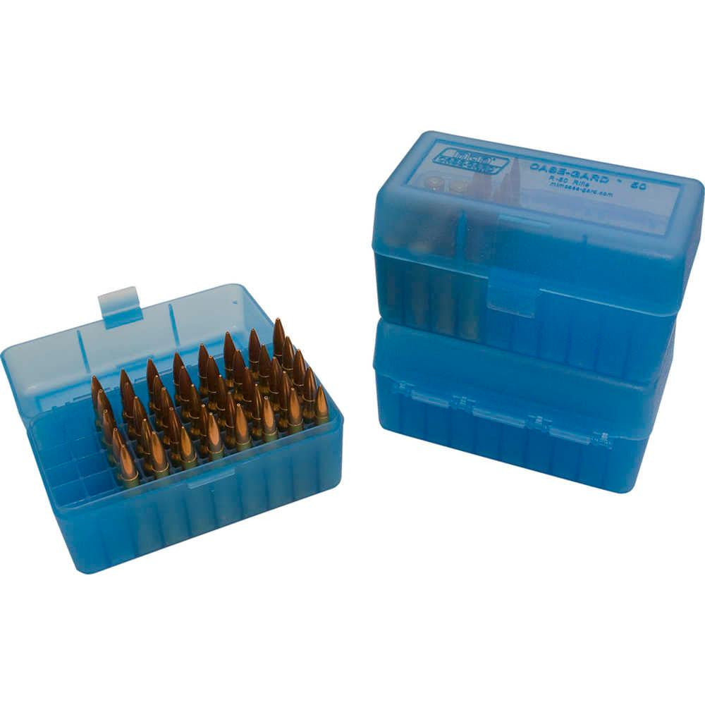 R-50 Series Medium Rifle Ammo Box - 50 Round - Clear Blue