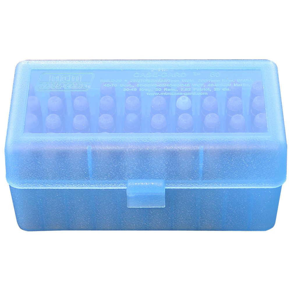 R-50 Series Flip Top Rifle Ammo Box - 50 Round - Clear Blue