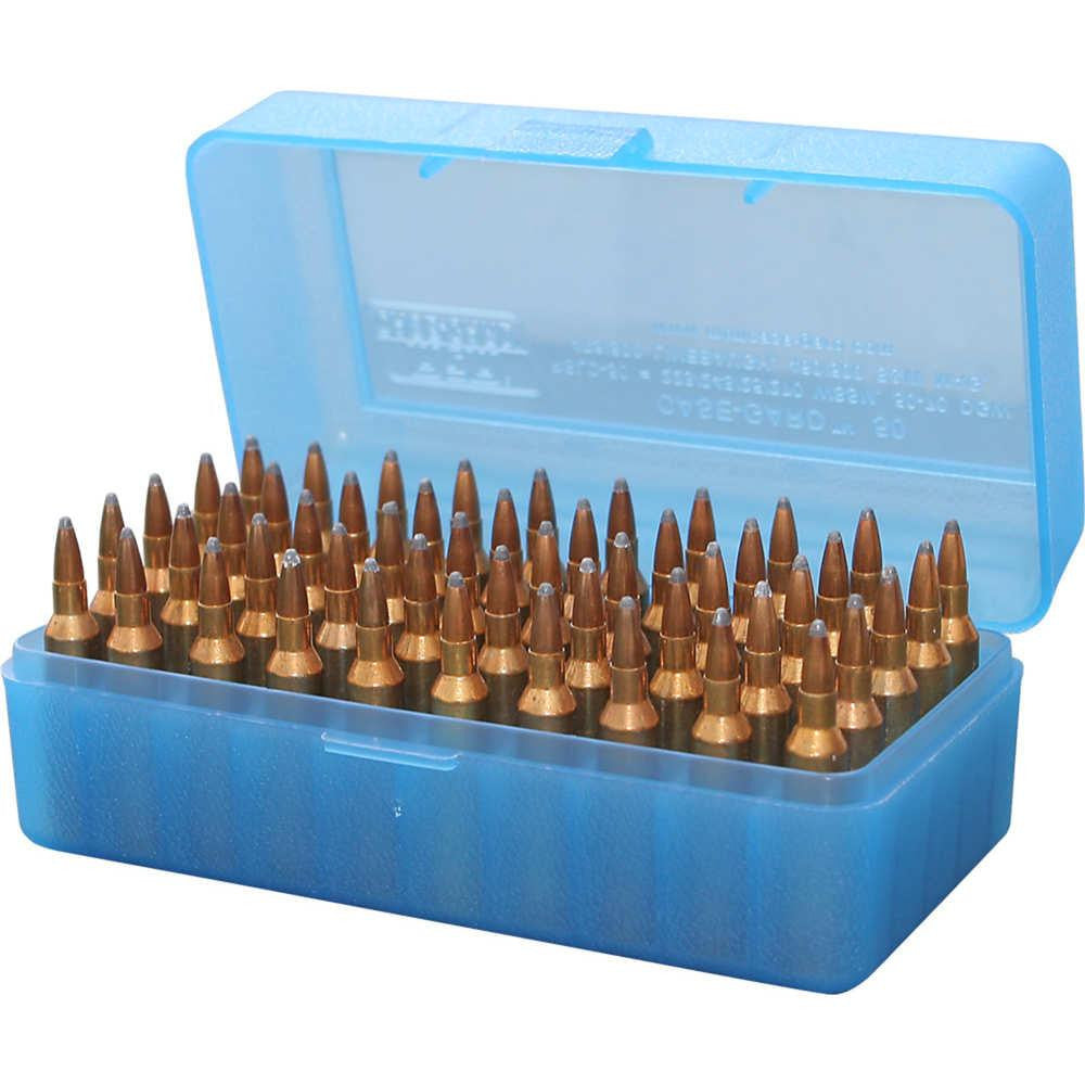 R-50 Series Flip Top Rifle Ammo Box - 50 Round - Clear Blue