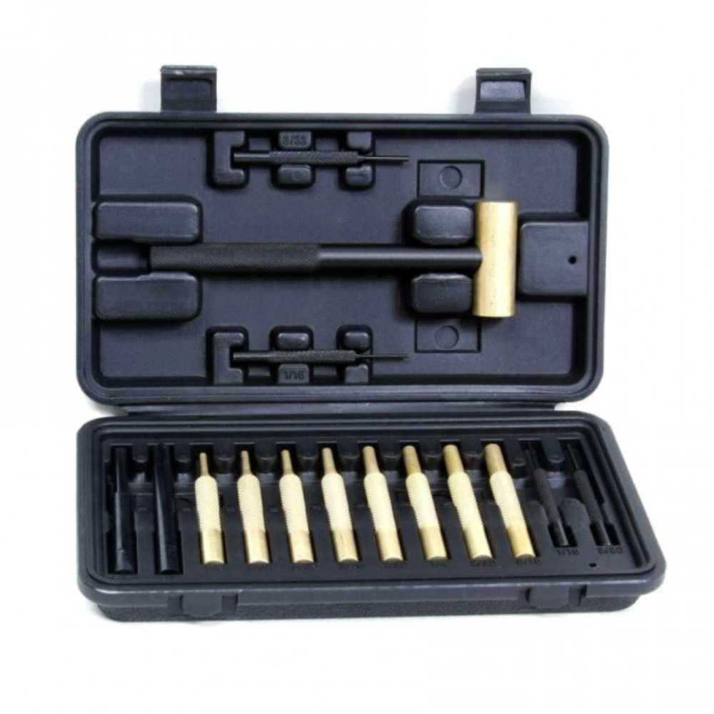 Brass Hammer & 14 Piece Punch Set With Fitted Polymer Box